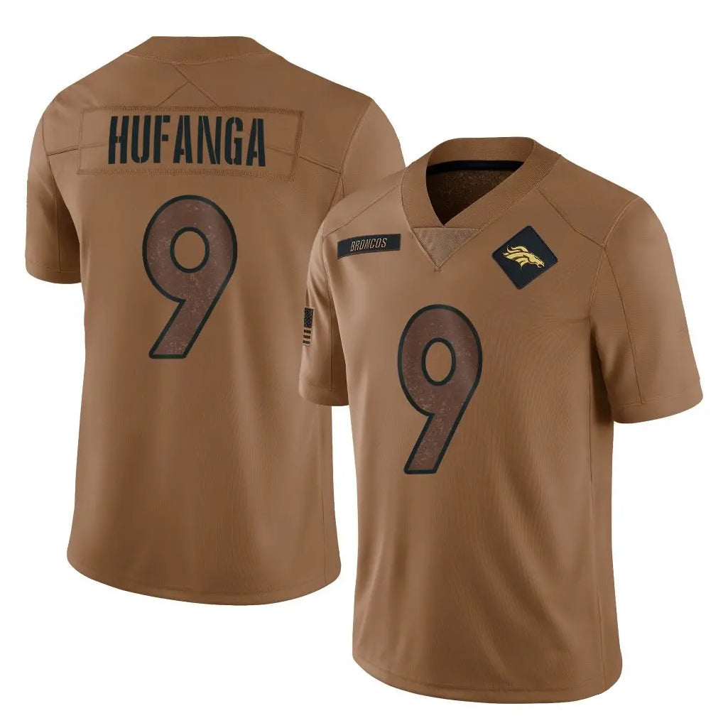 Choea D.Broncos #9 Talanoa Hufanga Player Brown Salute To Service Limited Stitched Jerseys