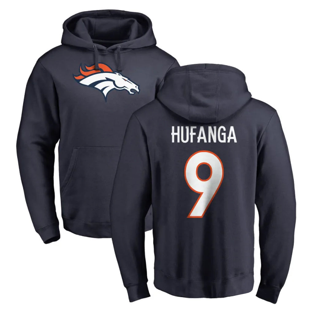 Choea D.Broncos #9 Talanoa Hufanga Player Navy Pullover Hoodie Limited Stitched Jerseys
