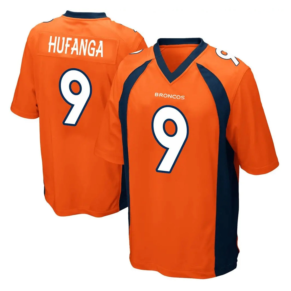 Choea D.Broncos #9 Talanoa Hufanga Player Orange Color Home Game Stitched Jerseys