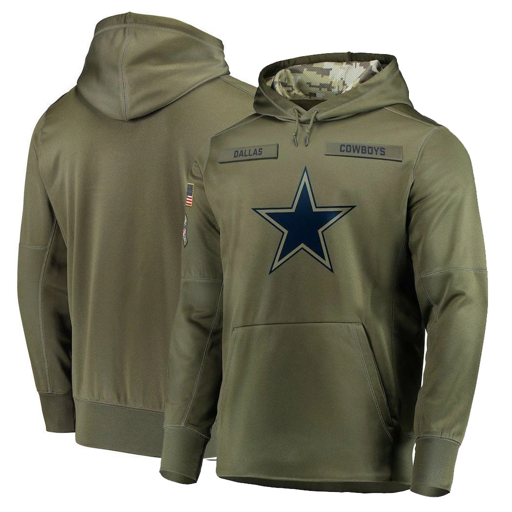 Choea D.Cowboys Olive Salute to Service Pullover Hoodies Home Game Blank Player Stitched Jerseys