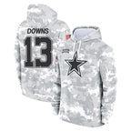 Choea D.Cowboys #13 Caleb Downs Player Arctic Camo Salute to Service Hoodies Limited Game Stitched Jerseys