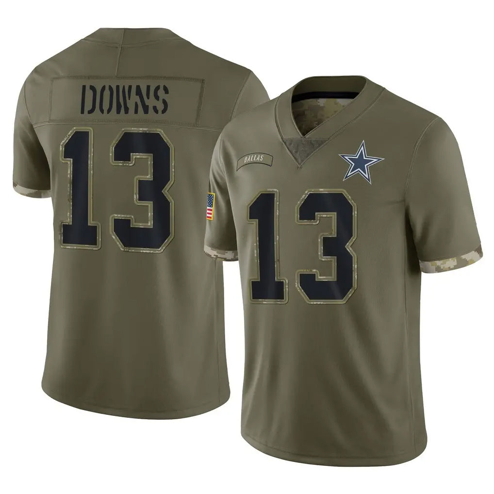 Choea D.Cowboys #13 Caleb Downs Player Olive Salute to Service Limited Game Stitched Jerseys