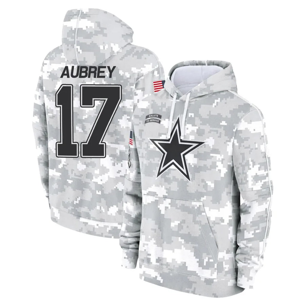 Choea D.Cowboys #17 Brandon Aubrey Player Arctic Camo Salute to Service Hoodies Limited Game Stitched Jerseys