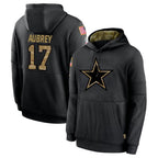 Choea D.Cowboys #17 Brandon Aubrey Player Black Salute to Service Pullover Hoodies Limited Stitched Jerseys