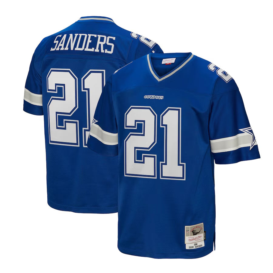 Choea D.Cowboys #21 Deion Sanders Mitchell & Ness Navy Big & Tall 1996 Retired Player Legacy Replica Stitched Jerseys