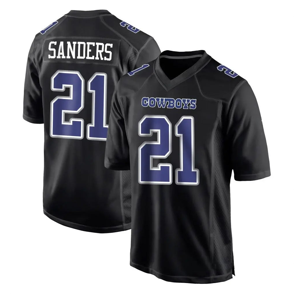 Choea D.Cowboys #21 Deion Sanders Player Navy Carbon Black Fashion Stitched Jerseys
