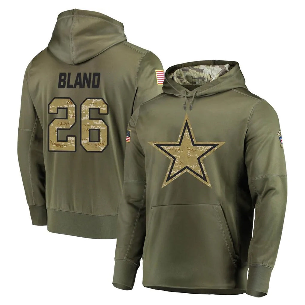 Choea D.Cowboys #26 DaRon Bland Player Olive Salute to Service Pullover Hoodies Home Game Stitched Jerseys