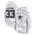 Choea D.Cowboys #33 Javonte Williams Player Arctic Camo Salute to Service Hoodies Limited Game Stitched Jerseys