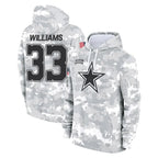 Choea D.Cowboys #33 Javonte Williams Player Arctic Camo Salute to Service Hoodies Limited Game Stitched Jerseys