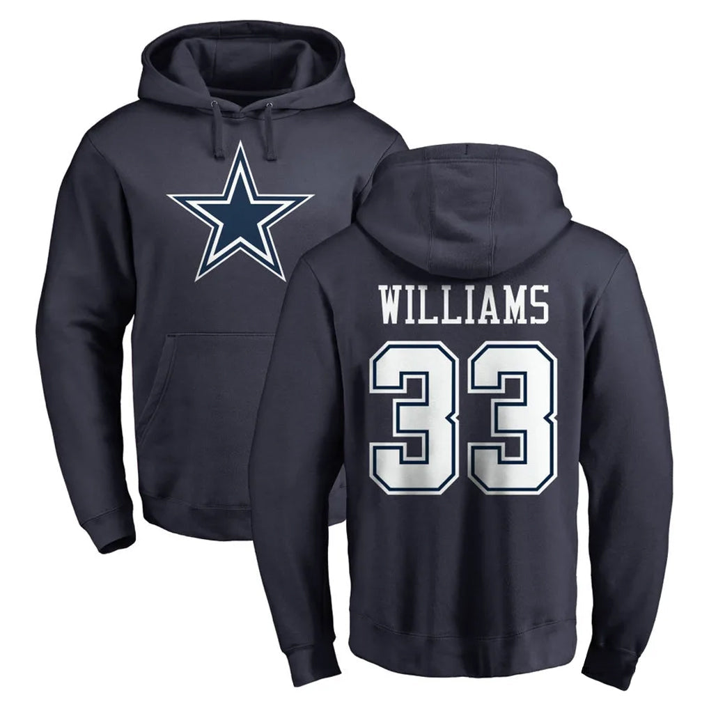 Choea D.Cowboys #33 Javonte Williams Player Navy Pullover Hoodies Limited Stitched Jerseys