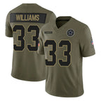Choea D.Cowboys #33 Javonte Williams Player Olive 2025 Salute to Service Limited Home Game Stitched Jerseys