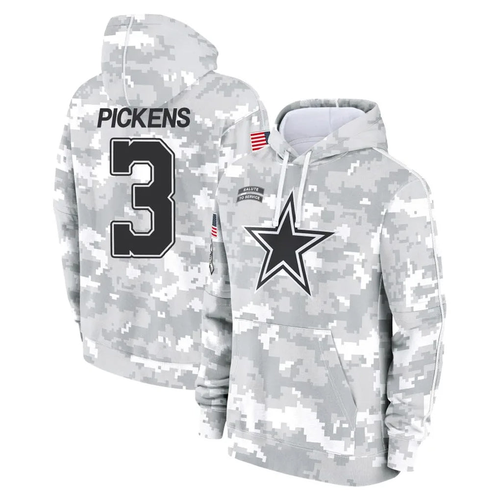 Choea D.Cowboys #3 George Pickens Player Arctic Camo Salute to Service Hoodies Limited Game Stitched Jerseys