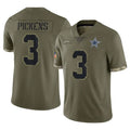 Choea D.Cowboys #3 George Pickens Player Olive Salute to Service Limited Game Stitched Jerseys