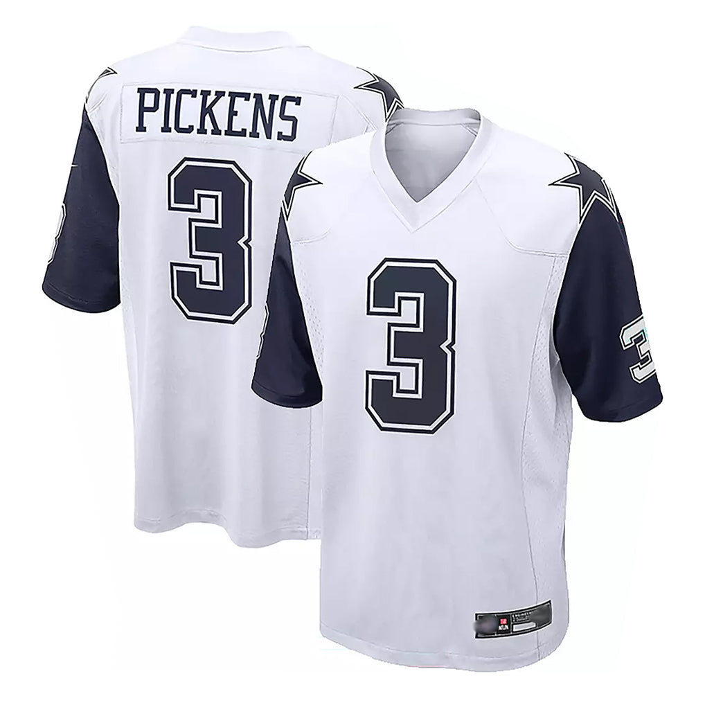 Choea D.Cowboys #3 George Pickens Player White-Navy Home Game Stitched Jerseys