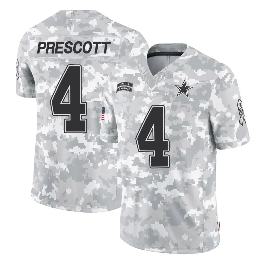 Choea D.Cowboys #4 Dak Prescott Player Arctic Camo Salute to Service Limited Home Game Stitched Jerseys