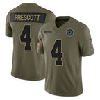 Choea D.Cowboys #4 Dak Prescott Player Olive 2025 Salute to Service Limited Home Game Stitched Jerseys