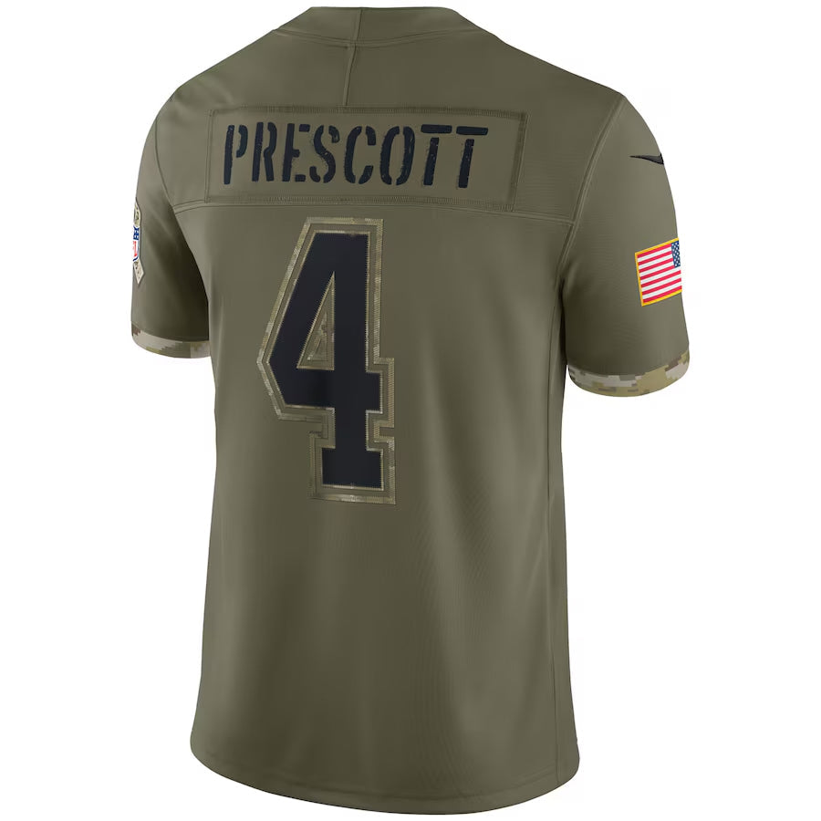 Choea D.Cowboys #4 Dak Prescott Player Olive Salute To Service Limited Stitched Jerseys