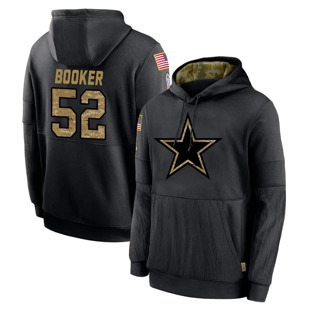 Choea D.Cowboys #52 Tyler Booker Player Black Salute to Service Pullover Hoodies Limited Stitched Jerseys