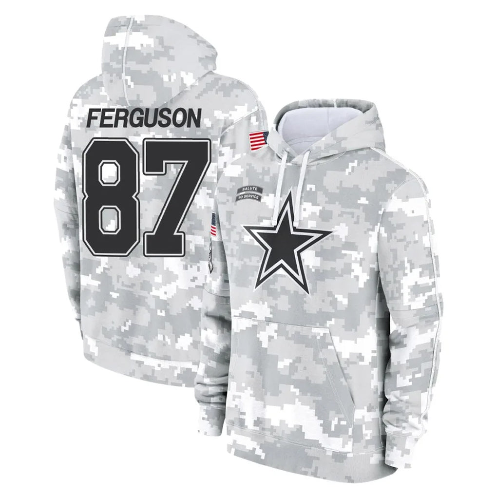 Choea D.Cowboys #87 Jake Ferguson Player Arctic Camo Salute to Service Hoodies Limited Game Stitched Jerseys
