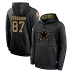 Choea D.Cowboys #87 Jake Ferguson Player Black Salute to Service Pullover Hoodies Limited Stitched Jerseys