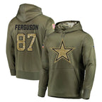 Choea D.Cowboys #87 Jake Ferguson Player Olive Salute to Service Pullover Hoodies Home Game Stitched Jerseys
