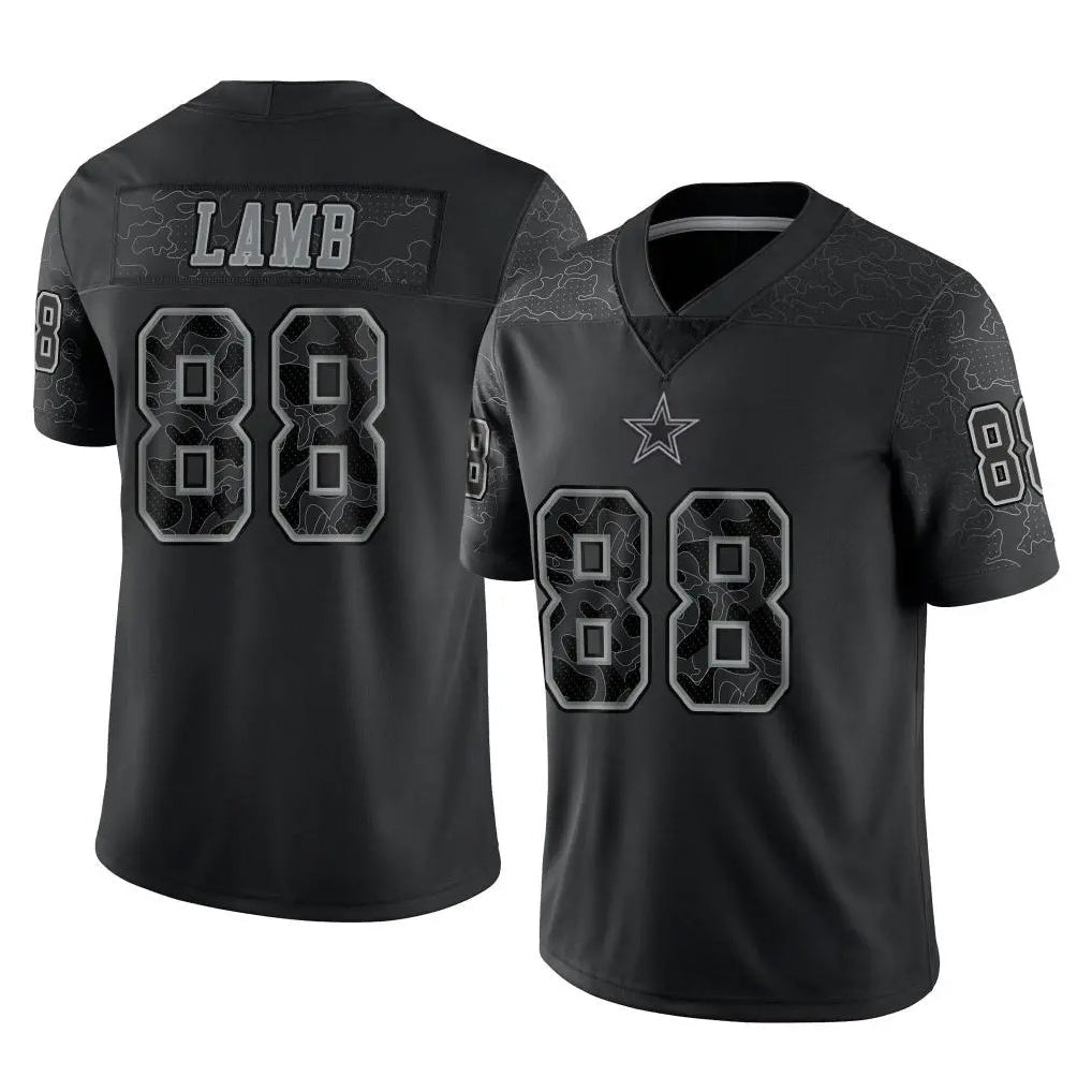 Choea D.Cowboys #88 CeeDee Lamb Player Black Limited Reflective Home Game Stitched Jerseys