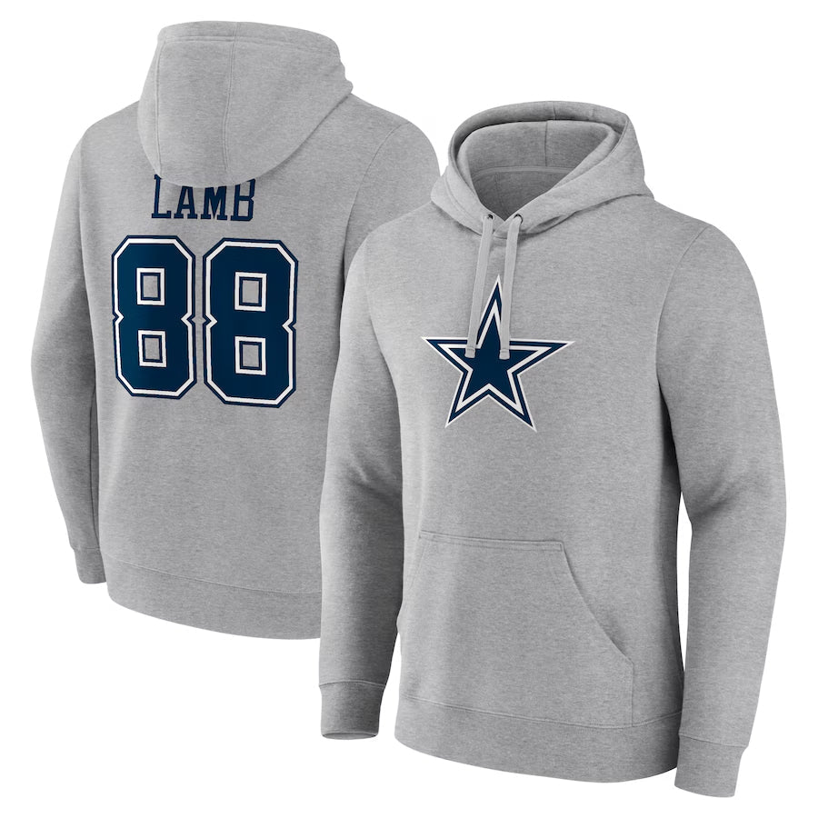 Choea D.Cowboys #88 CeeDee Lamb Player Gray Icon Pullover Hoodie Game Stitched Jerseys