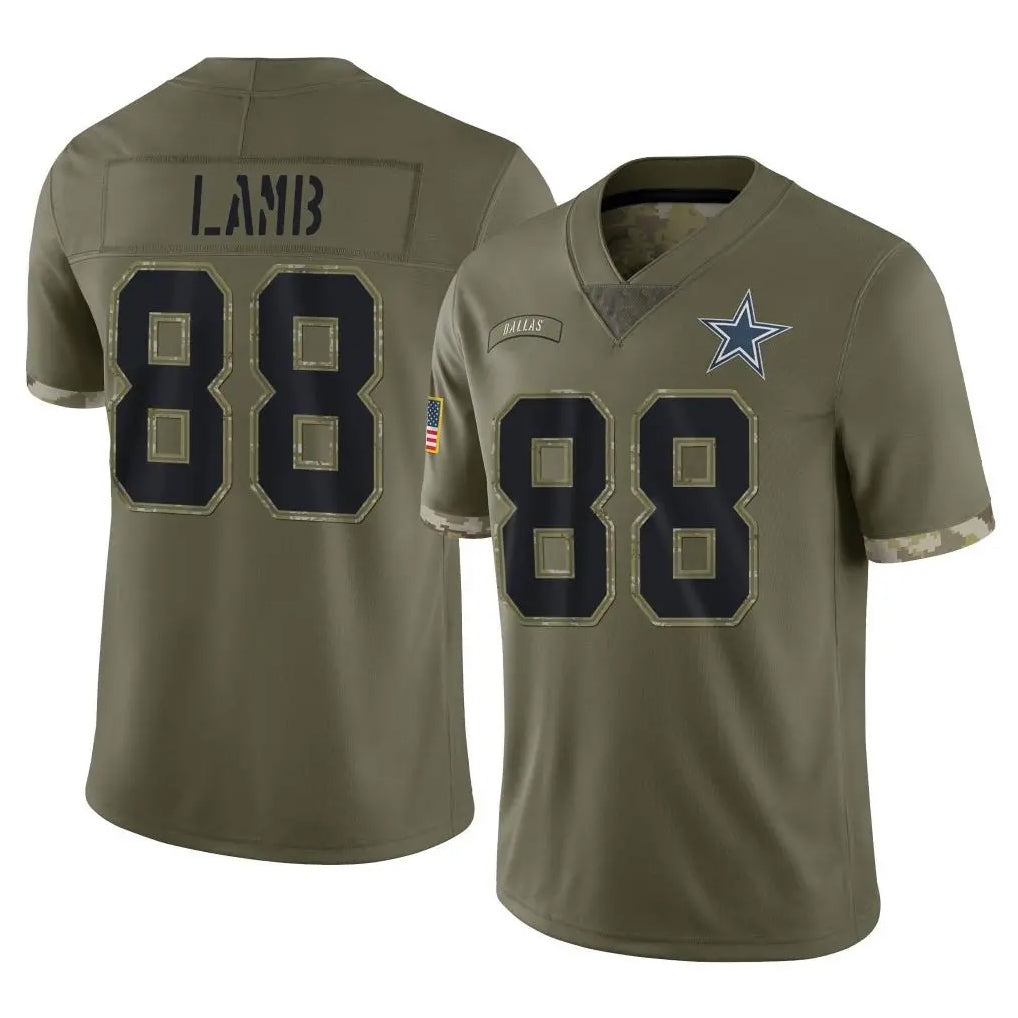 Choea D.Cowboys #88 CeeDee Lamb Player Olive Salute to Service Limited Game Stitched Jerseys