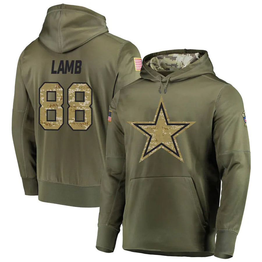 Choea D.Cowboys #88 CeeDee Lamb Player Salute to Service Pullover Hoodie Game Stitched Jerseys
