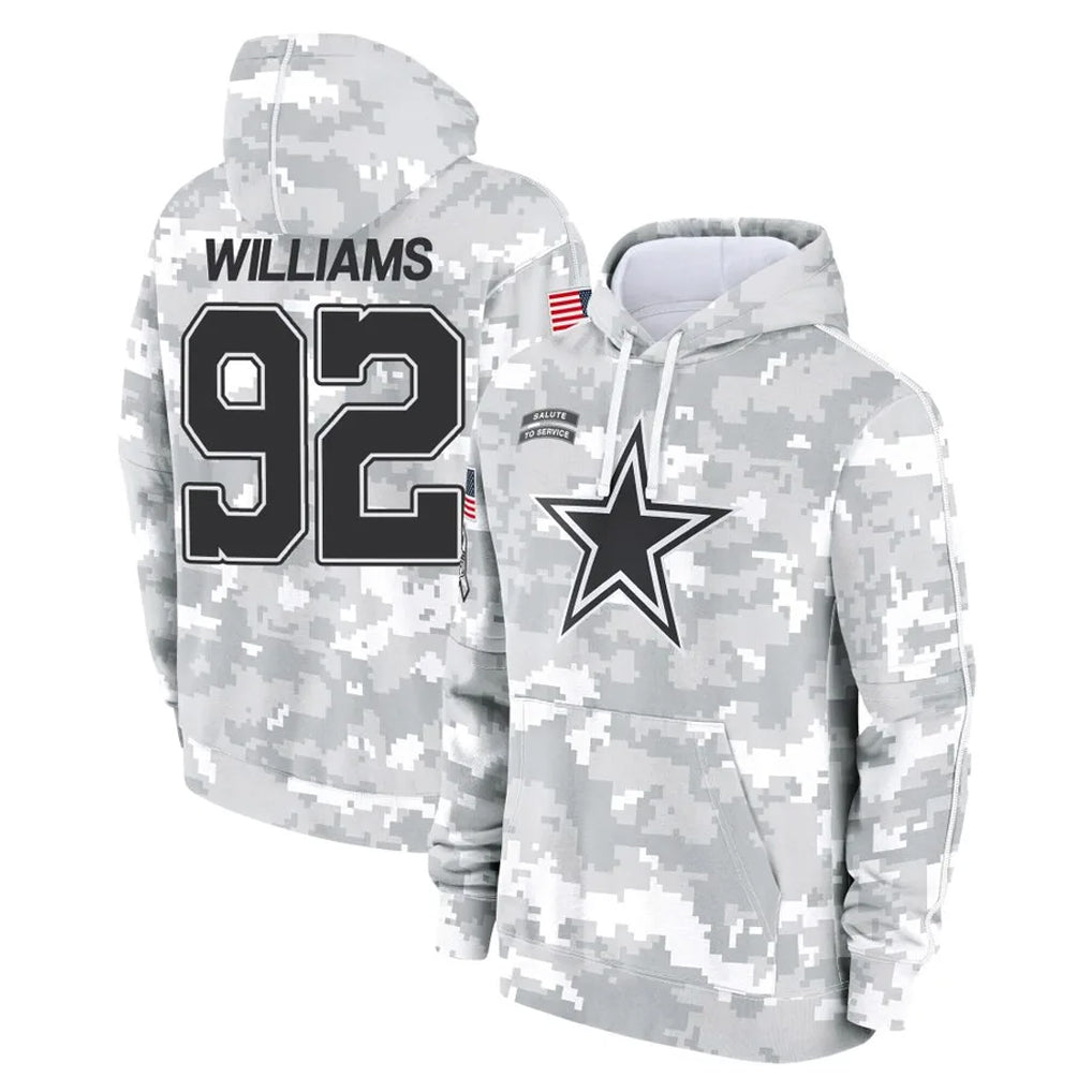 Choea D.Cowboys #92 Quinnen Williams Player Arctic Camo Salute to Service Hoodies Limited Game Stitched Jerseys