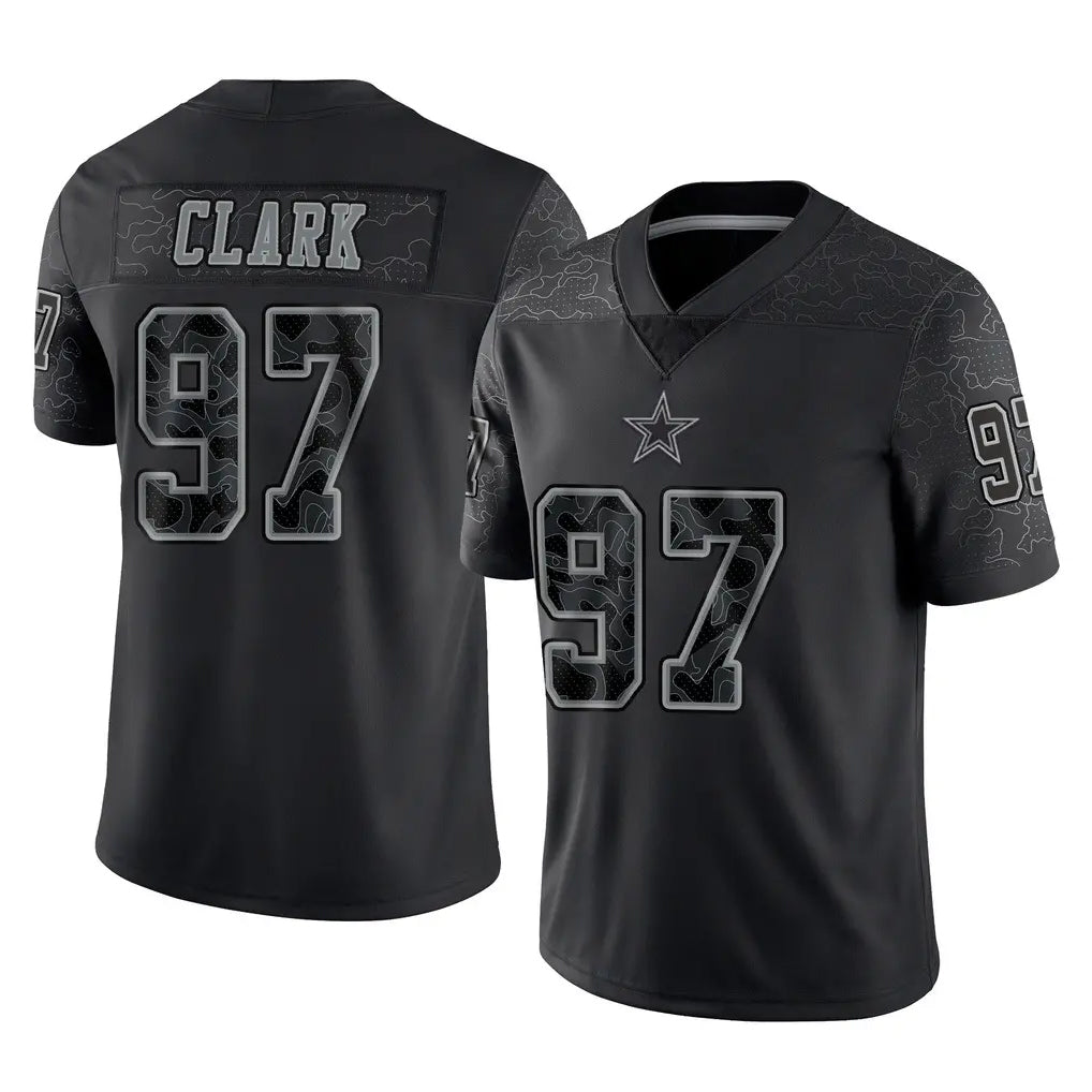 Choea D.Cowboys #97 Kenny Clark Player Black Limited Reflective Home Game Stitched Jerseys