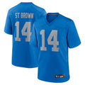 Choea D.Lions Alternate Game Stitched Jerseys Throwback - Blue - #14 Amon-Ra St. Brown Player