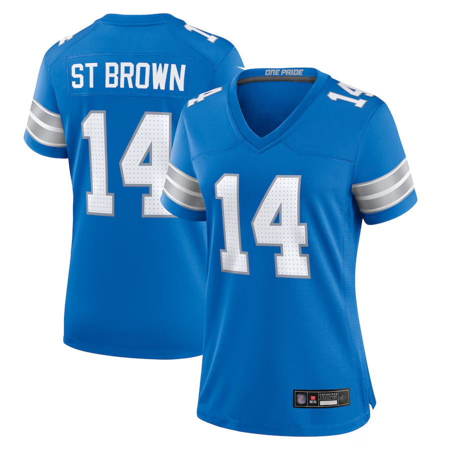 Choea D.Lions Home Game Stitched Jerseys - Blue - #14 Amon-Ra St. Brown Player