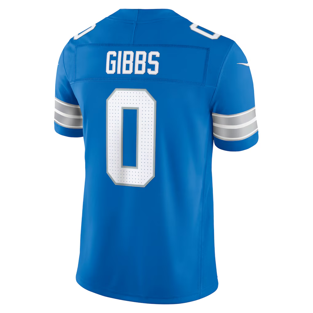 Choea D.Lions #0 Jahmyr Gibbs Blue Team Vapor F.U.S.E. Stitched Limited Jerseys