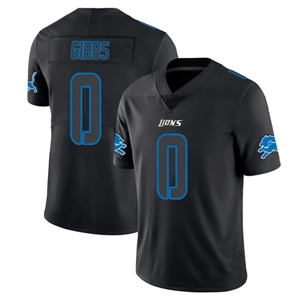 Choea D.Lions #0 Jahmyr Gibbs Player Black Impact Limited Home Game Stitched Jerseys