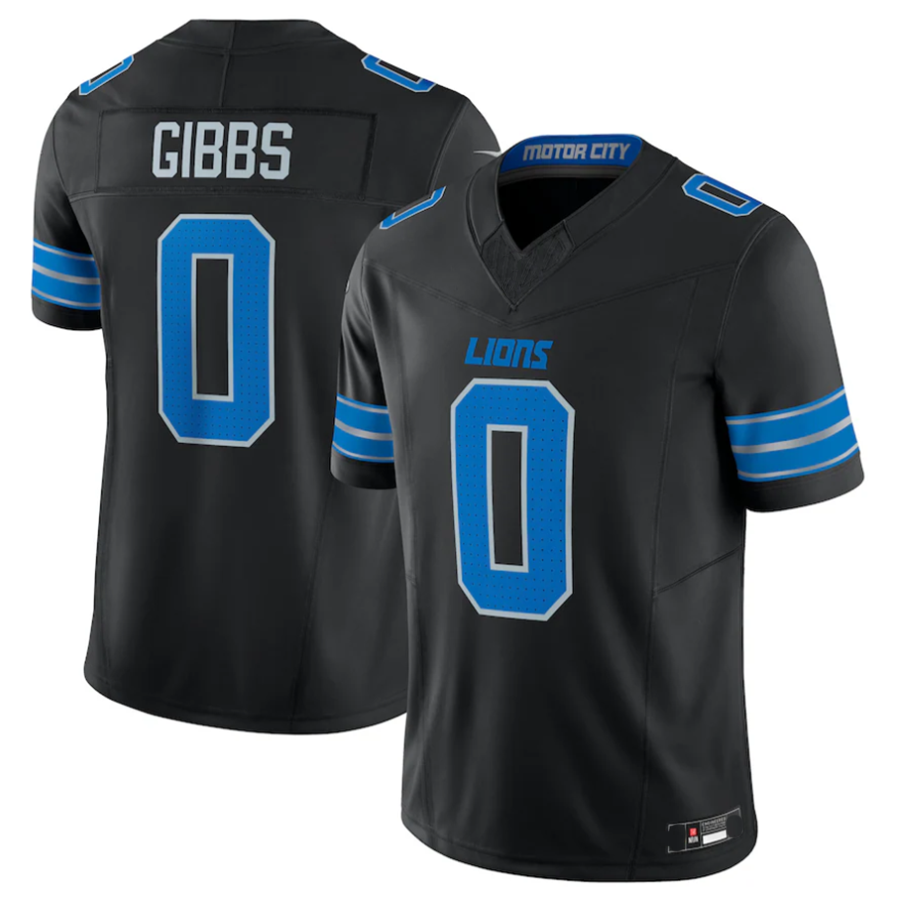 Choea D.Lions #0 Jahmyr Gibbs Player Black Vapor F.U.S.E. Limited Replica Stitched Jerseys