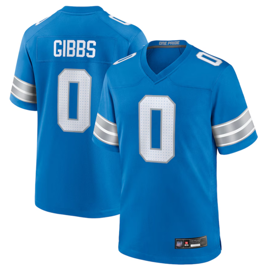 Choea D.Lions #0 Jahmyr Gibbs Player Blue Replica Game Stitched Jerseys