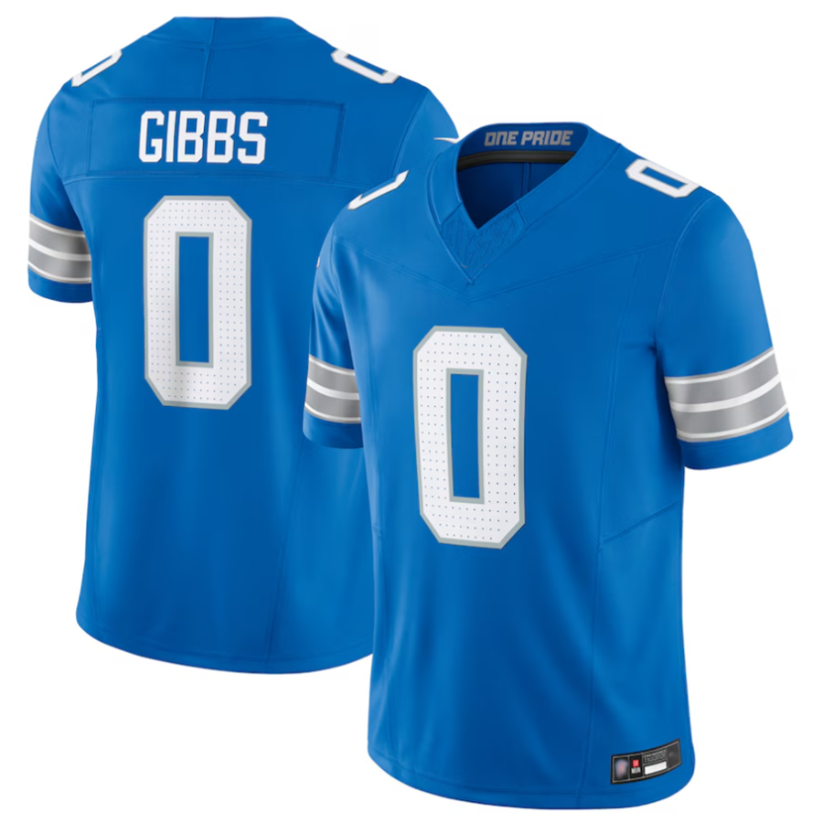Choea D.Lions #0 Jahmyr Gibbs Player Blue Vapor F.U.S.E. Limited Replica Stitched Jerseys