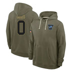 Choea D.Lions #0 Jahmyr Gibbs Player Olive Salute to Service Pullover Hoodies Limited Stitched Jerseys