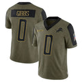 Choea D.Lions #0 Jahmyr Gibbs Player Salute To Service Olive Stitched Jerseys