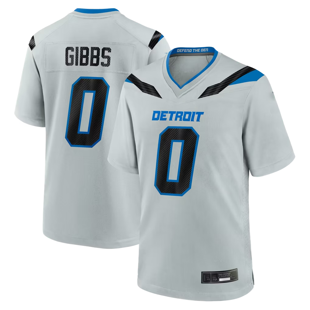 Choea D.Lions #0 Jahmyr Gibbs Silver 2026 Rivalries Collection Game Stitched Jerseys