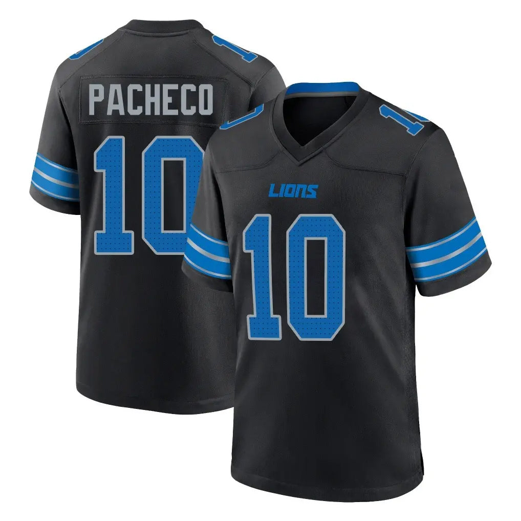 Choea D.Lions #10 Isiah Pacheco Player Black Alternate Home Game Stitched Jerseys
