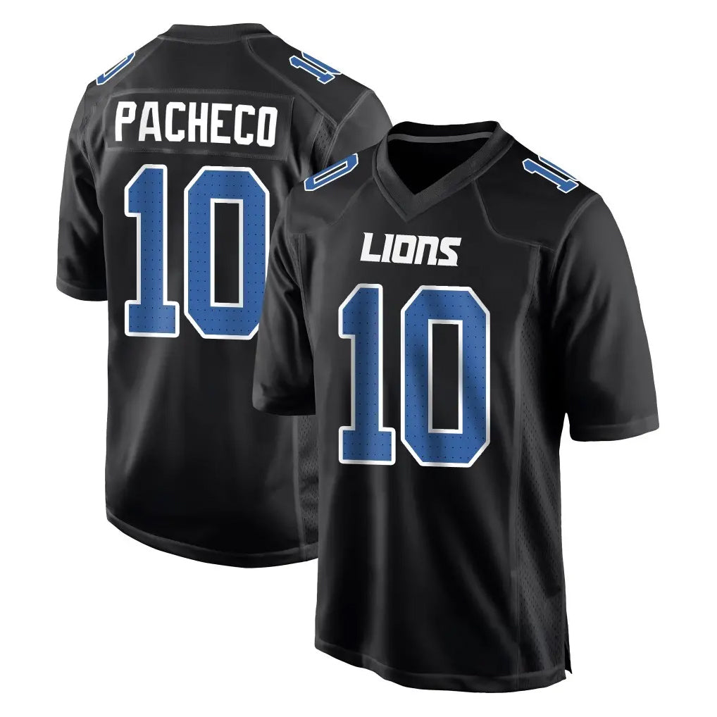 Choea D.Lions #10 Isiah Pacheco Player Black Fashion Home Game Stitched Jerseys