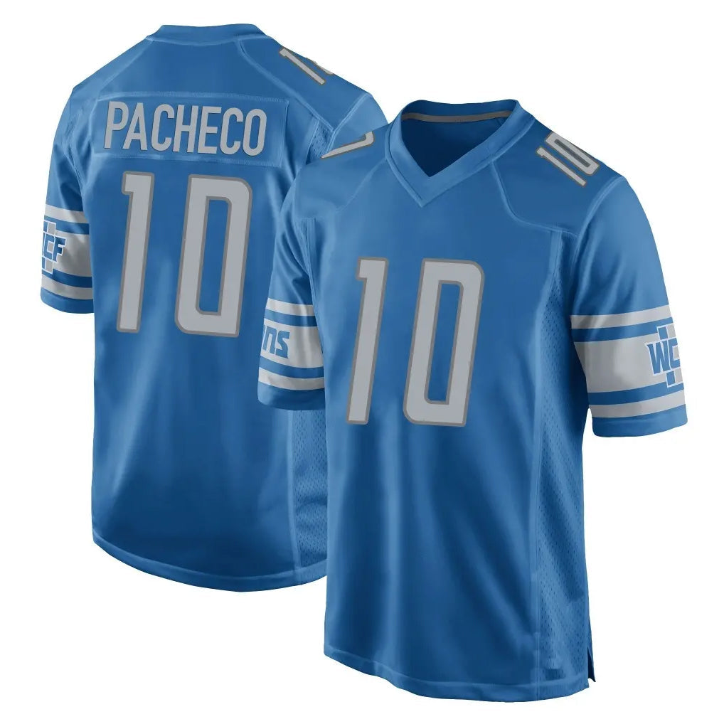 Choea D.Lions #10 Isiah Pacheco Player Blue Home Game Stitched Jerseys