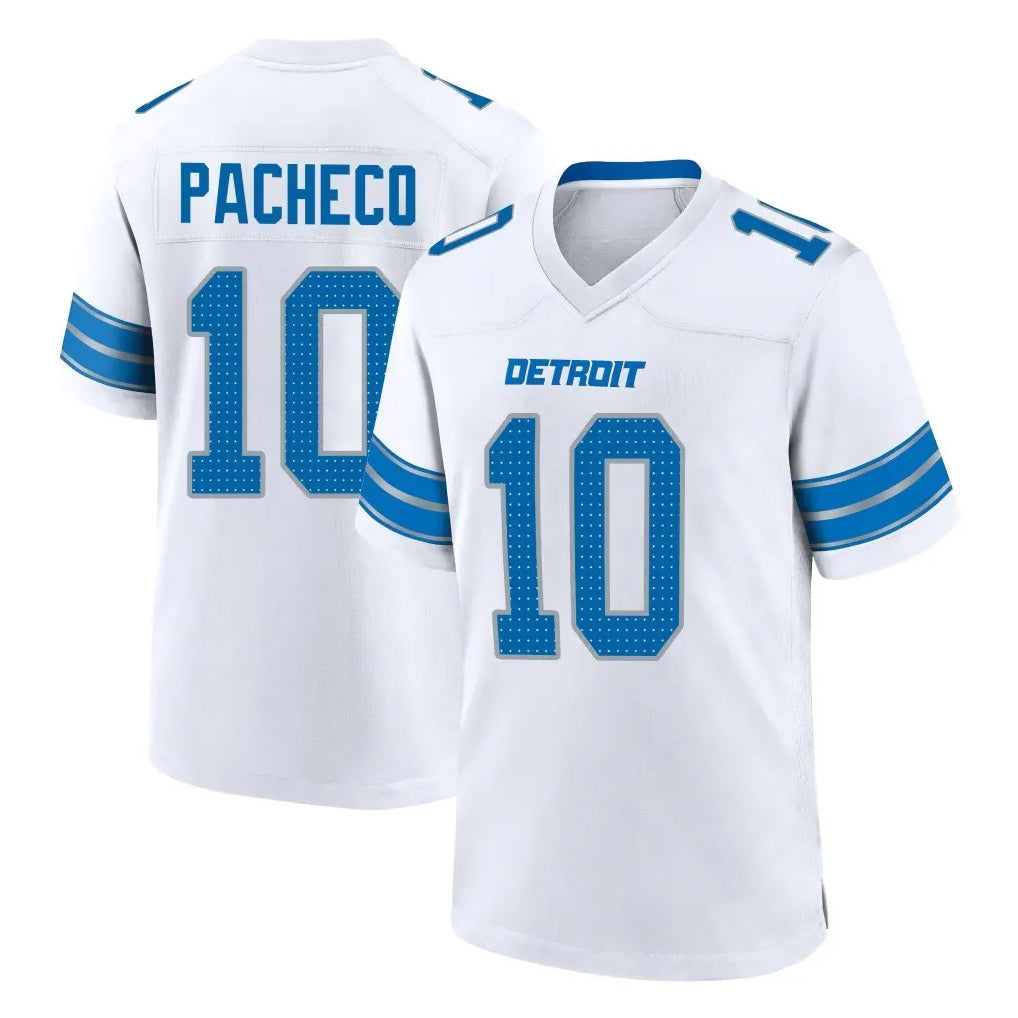 Choea D.Lions #10 Isiah Pacheco Player White Alternate Home Game Stitched Jerseys