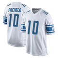 Choea D.Lions #10 Isiah Pacheco Player White Home Game Stitched Jerseys