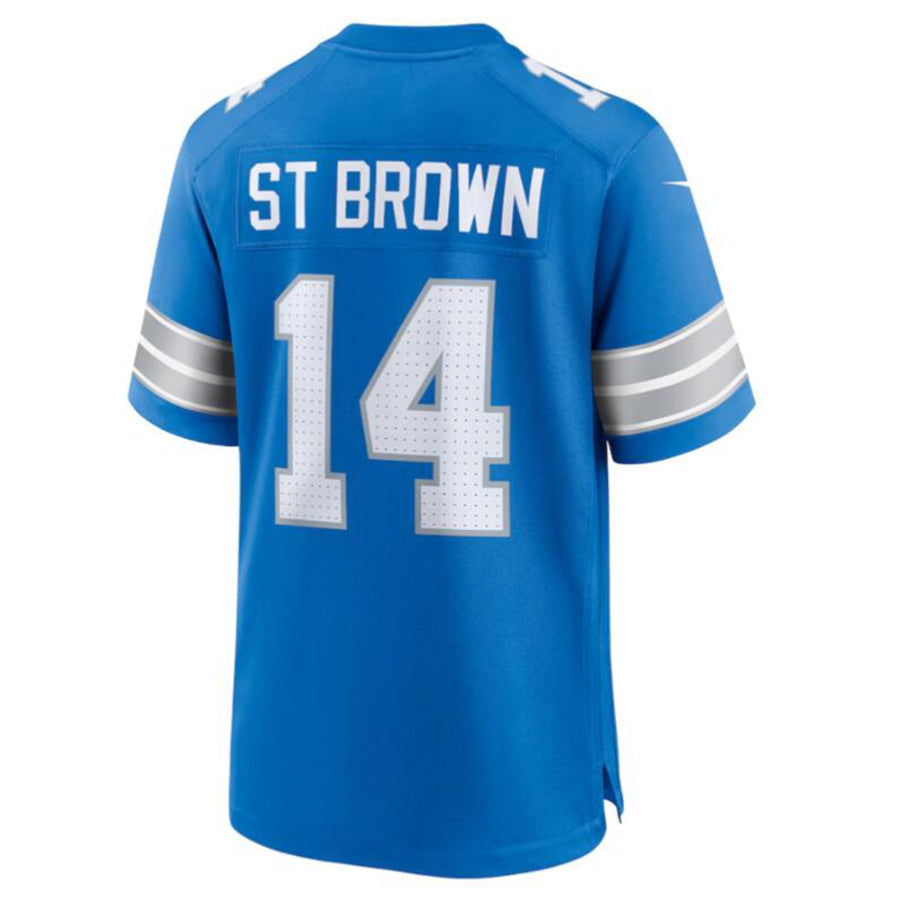 Choea D.Lions #14 Amon-Ra St. Brown Blue Game Jersey American Stitched Jersey