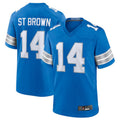 Choea D.Lions #14 Amon-Ra St. Brown Blue Game Jersey American Stitched Jerseys