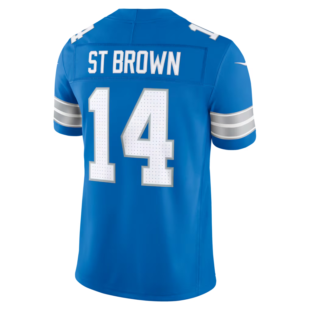 Choea D.Lions #14 Amon-Ra St. Brown Blue Team Vapor F.U.S.E. Stitched Limited Jerseys