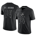 Choea D.Lions #14 Amon-Ra St. Brown Player Black REFLECTIVE Limited Stitched Jerseys
